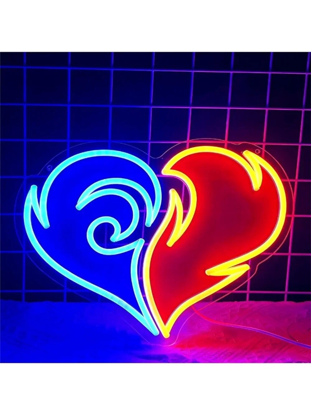 Neon Heart Wall Decor - Dimmable LED Lights for Bedroom, Man Cave & Bar